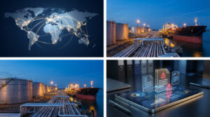 Digital fraud detection interface with red warning symbols and document checks